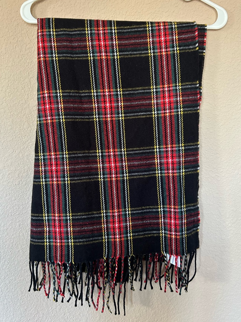 NWT J.Crew Black Stewart Tartan Plaid Scarf H2853 One Size